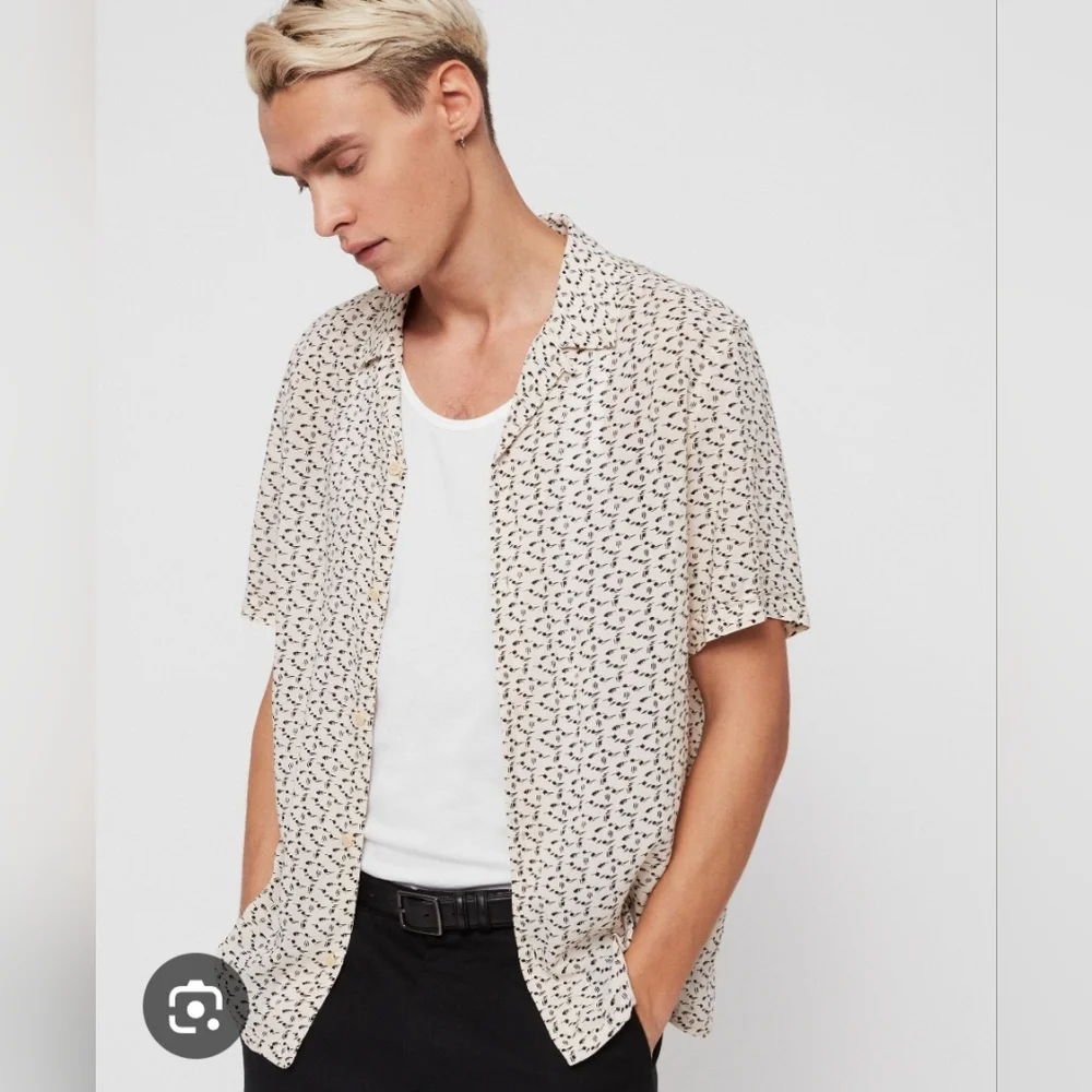 All‎ Saints Cream and Black Casual Button Down Shirt - Picture 4 of 9